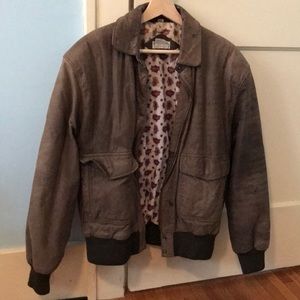 Vintage Leather Bomber Jacket
